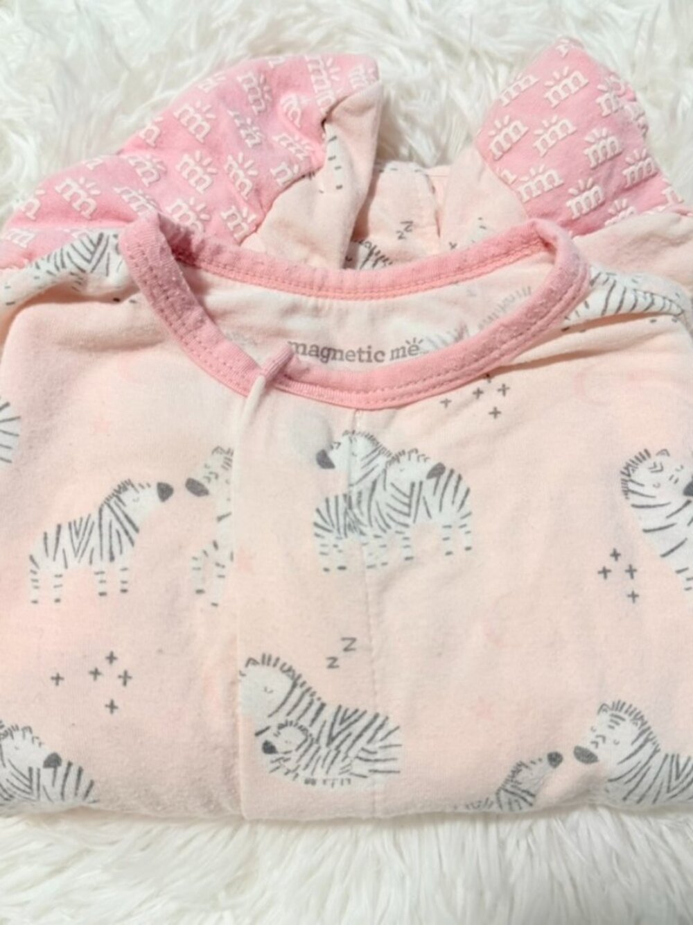 Magnetic Me Pink Zebra Modal Sleeper Pajamas 12-18M